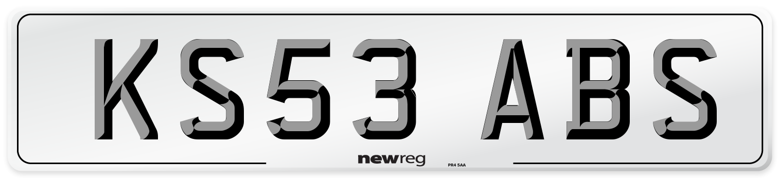 KS53 ABS Number Plate from New Reg